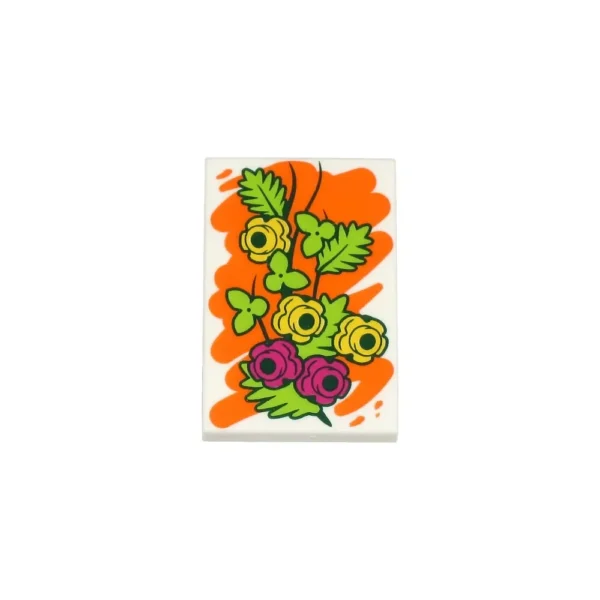 LEGO Çiçek Desenli 2x3 Baskılı Karo (Tile) – BAM 26603pb476