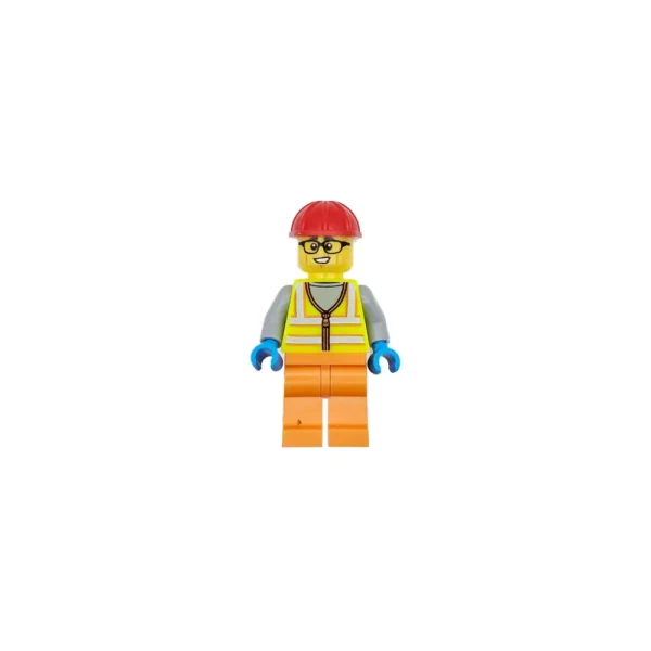 LEGO City Erkek İnşaat İşçisi Minifigür – Reflektörlü Yelek ve Kırmızı Baret CTY1710