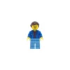 LEGO Town Kadın Minifigür – Mavi Ceketli, Bordo Kazaklı ve Kahverengi Saçlı TWN409